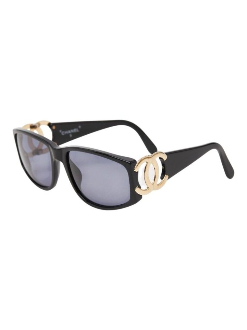 Chanel CC Logo Sunglasses Black Gold Acetate Plated Eyewear